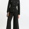 Compact Stretch Tailored Flared High Waisted Pants