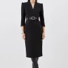 Compact Stretch Tailored Forever Belted Midi Dress