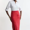 Compact Stretch Tipped Velvet Contrast Tailored Pencil Skirt