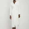 Compact Stretch Viscose Drape Waist Midi Dress