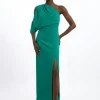 Compact Stretch Viscose One Shoulder Maxi Dress