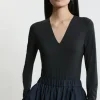 Contour Jersey Long Sleeve Plunge Bodysuit