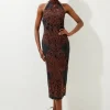 Cotton Cutwork Woven Halter Midi Dress