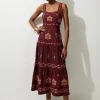 Cotton Embroidered Strappy Woven Maxi Dress