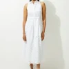 Cotton Eyelet Belted Woven Maxi Shirt Dress
