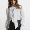Cotton Poplin Pussybow Blouse