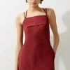 Cotton Sateen Utility Woven Pinafore Mini Dress