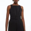Cotton Sateen Utility Woven Belted Strappy Romper