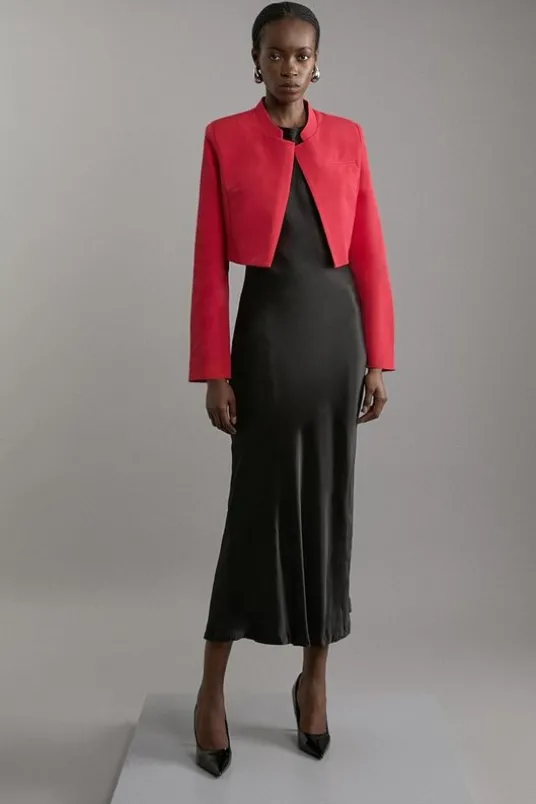 Cropped Tailored High Neck Jacket
