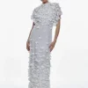 Crystal Applique Angel Sleeve Woven Maxi Dress