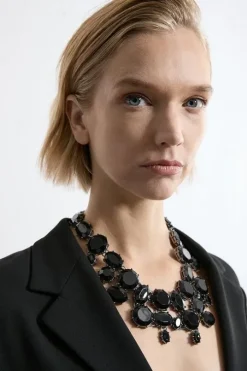 Crystal Detail Scatter Statement Necklace