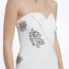 Crystal Embellished Bandeau Tailored Maxi Dress