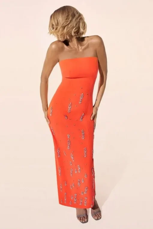 Crystal Embellished Bandeau Midaxi Dress