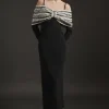 Crystal Embellished Bow Detail Woven Maxi Dress