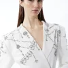 Crystal Embellished Cady Blazer Woven Mini Dress