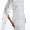 Crystal Embellished Cape Detail Maxi Dress