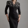 Crystal Embellished Compact Stretch Tailored Forever Dress