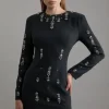 Crystal Embellished Corset Detail Woven Mini Dress