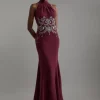 Crystal Embellished Halter Maxi Dress