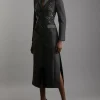 Crystal Embellished Tailored Tuxedo Blazer Midaxi Dress