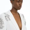 Crystal Embellished Tailored Single Breasted Longline Blazer