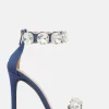 Crystal Stone Double Strap Stiletto Heel