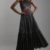 Cutwork Embroidery Pleated Maxi Dress