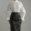 Cutwork Pu Tailored Midi Skirt