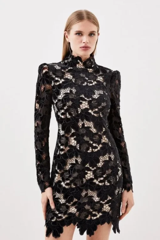 Cutwork Velvet Mini Dress