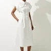 Denim Button Through Darted Waist Maxi Shirt Dress