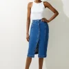 Denim Button Through Midi Skirt
