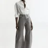 Denim Foiled Wide Leg Jeans