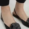Diamante Floral Flat Slingback