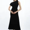 Drapey Crepe Jersey Corset Detail Maxi Dress