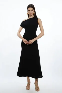 Drapey Crepe Jersey Corset Detail Maxi Dress