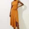 Drapey Crepe Jersey Long Sleeve Maxi Dress