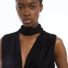 Drapey Crepe Jersey Twist Front Top