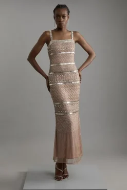 Embellished And Beaded Strappy Maxi Dress
