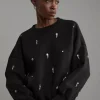 Embellished Balloon Sleeve Scuba Sweatshirt