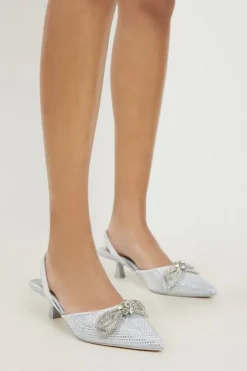 Embellished Bow Detail Low Heel