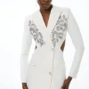 Embellished Figure Form Bandage Cut Out Back Blazer Dress