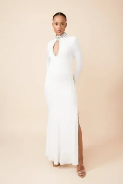 Embellished Jersey Crepe Maxi Dress