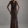 Embellished Plunge Beaded Woven Maxi Dress