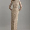 Embellished Woven Long Sleeved Maxi Dress
