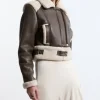 Faux Fur Aviator Crop Jacket