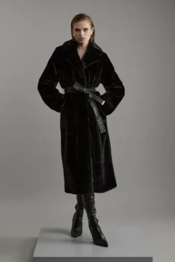 Faux Fur Longline Coat