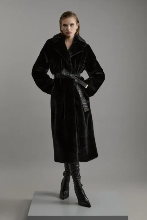 Faux Fur Longline Coat