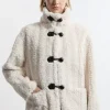 Faux Fur Toggle Fastened Collared Jacket