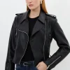 Faux Leather Cropped Moto Jacket