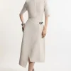 Figure Form Bandage Asymmetric Knit Midi Dress